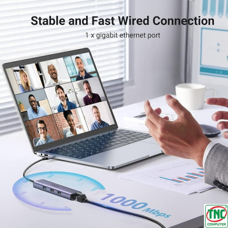 Hub USB Type-C sang 3 cổng USB 3.0 và LAN RJ45 Ugreen 60600