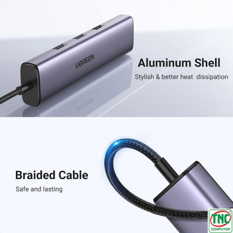 Hub USB Type-C sang 3 cổng USB 3.0 và LAN RJ45 Ugreen 60600