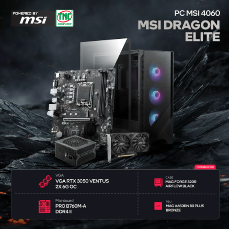 Máy bộ TNC x MSI DRAGON ELITE I7R16S500V4060 (i7 14700KF/ Ram 16GB/ SSD 500 GB/ RTX4060 8GB OC)