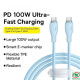 Cáp sạc nhanh Type-C to Type-C 100W dài 1.2m Baseus Pudding P10355702311-00 Galaxy Blue