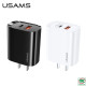 Củ sạc 2 cổng USB-A, Type-C USAMS T35 20W màu Đen CC120TC02