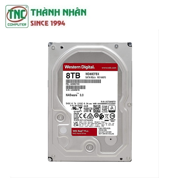 Ổ cứng HDD gắn trong 8TB Western Digital Red Plus 5640RPM WD80EFPX