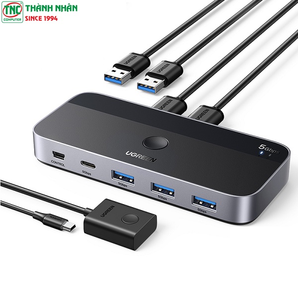 Thiết Bị Chia Sẻ KVM 3 Cổng USB 3.0, 1 Cổng USB-C Cho 2 Máy Tính Ugreen 15705