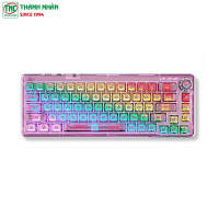 Bàn phím cơ Gaming không dây AULA F68 màu Hồng Trong Suốt