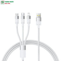 Cáp sạc đa năng 3 in 1 Baseus StarSpeed 100W dài 1.5m Moon White P10319900211-00