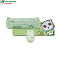 Combo Bàn phím và Chuột không dây GEEZER Cat Plus màu Green (tặng kèm Miếng lót chuột)