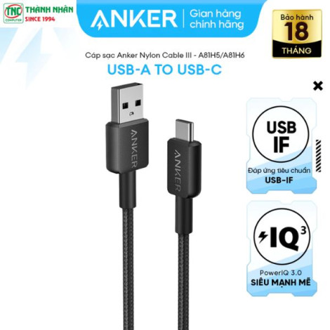 Cáp sạc Anker 322 USB Type-C dài 0.9m Nylon ...