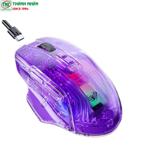 Chuột Gaming không dây AULA SC518 trong suốt màu Tím