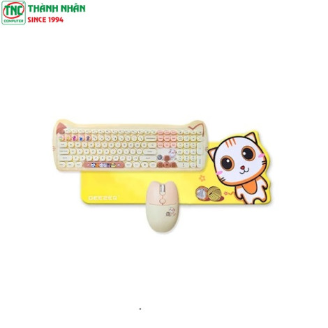 Combo Bàn phím và Chuột không dây GEEZER Cat Plus màu Beige (tặng kèm Miếng lót chuột)