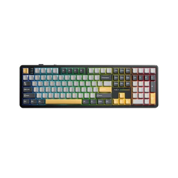 Bàn phím cơ 3 Mode Aula F108 Den, Xám, Vàng Volcano switch
