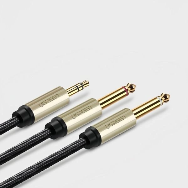 Cáp Audio 3.5mm sang 2 đầu 6.5mm 2m Ugreen 10615