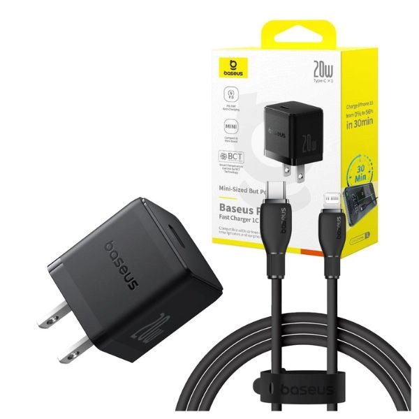 Combo Củ sạc nhanh 20W kèm cáp Type-C to Lightning dài 1M Baseus Palm E0116500 (LVJ080-TC-UK)