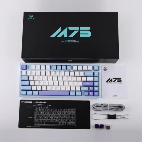 Bàn phím cơ Aula M75 Xanh, Trắng, Tím Purple Fire V2 Switch