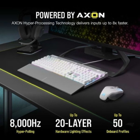 Bàn phím cơ có dây Corsair K70 PRO-WHT-OPX Silver-RGB