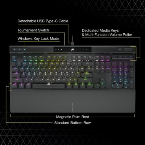 Bàn phím Gaming có dây Corsair K70 PRO BLK-MX Red-RGB