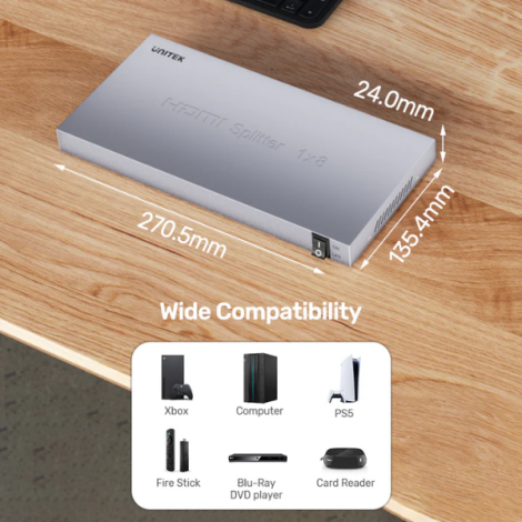 Bộ chia HDMI 4K30Hz 1 vào 8 ra UNITEK V1132A01-EU