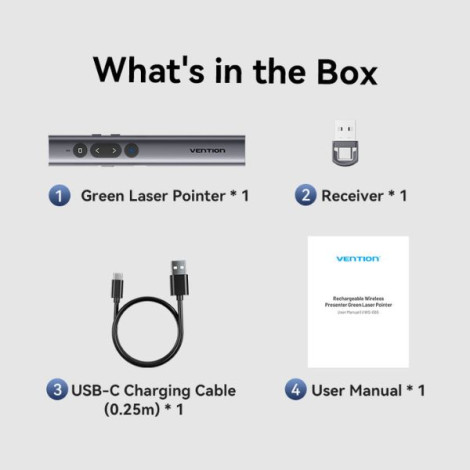 Bút trình chiếu Vention Wireless Green Laser Gray (KQJH0)