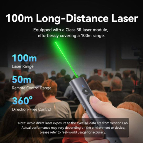 Bút trình chiếu Vention Wireless Green Laser Gray (KQJH0)