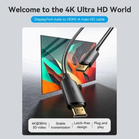 Cáp chuyển đổi DisplayPort to HDMI 4K VENTION dài 1m HFO-BF