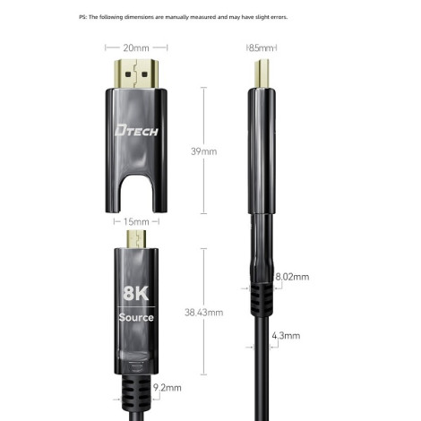 Cáp quang HDMI 2.1/Micro HDMI D-A DTECH dài 40m DT-HF3040
