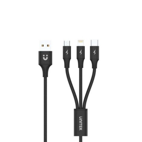 Cáp sạc nhanh đa năng 3 trong 1 dài 1.2m UNITEK C14049BK