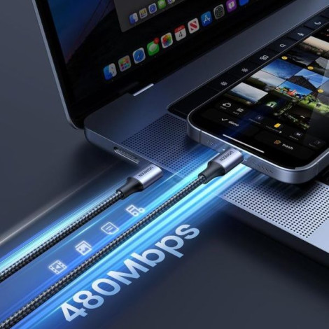 Cáp sạc nhanh USB Type-C to Type-C dài 0.5m 60W tốc độ 480Mbps Ugreen 50149