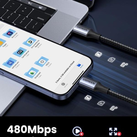 Cáp sạc nhanh USB Type-C to Type-C dài 1m 240W tốc độ 480Mbps Ugreen 15311