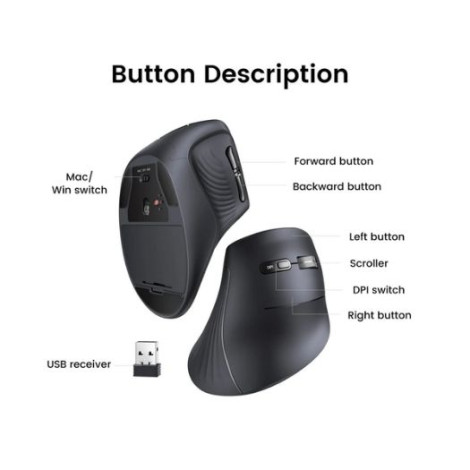 Chuột công thái học không dây Ugreen 25444 Silent Black