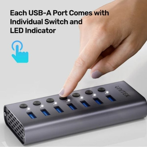 Hub chia USB 3.0 7 cổng kèm công tắc UNITEK H1314A01-EU