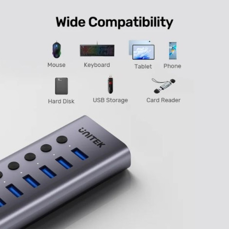 Hub chia USB 3.0 7 cổng kèm công tắc UNITEK H1314A01-EU