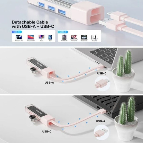 Hub chuyển Type-C sang 4 cổng USB 3.0 Unitek H1319A Hồng