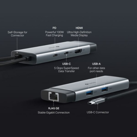 Hub đa năng USB Type-C 6 trong 1 Tplink 4K@60Hz UH6120C