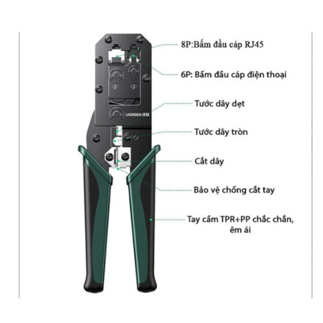 Kìm bấm mạng RJ45,RJ11 Ugreen 70683-Có kèm dao thay thế