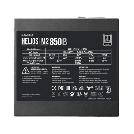 Nguồn Gamdias HELIOS M2-850B 850W 80 Plus Silver (PSUHELIM2850GA)
