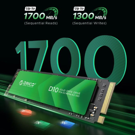 Ổ cứng SSD gắn trong Orico PCIe Gen3x4 M2 NVMe D10 512GB D10-512GB-GR-BP