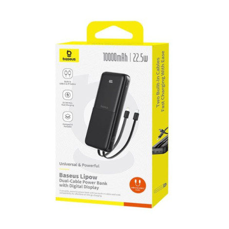 Sạc dự phòng Baseus Lipow Dual-Cable 10000mAh 22.5W Black (P10079101123-00)