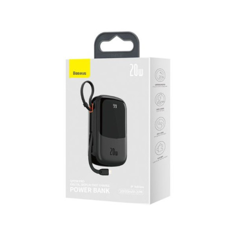 Sạc dự phòng Baseus Qpow Pro Digital Display 20000mAh 20W iP Edition Black Overseas (PPQD040001)