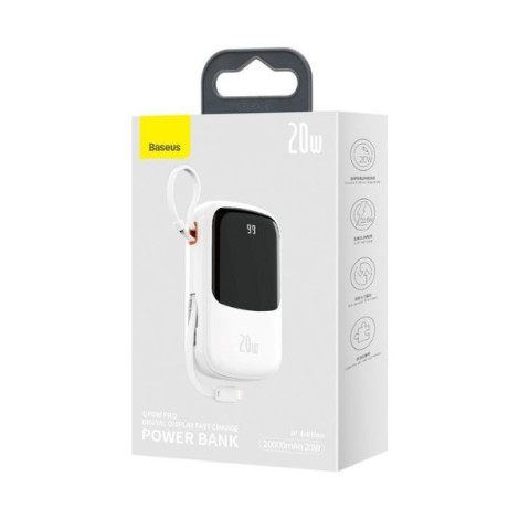 Sạc dự phòng Baseus Qpow Pro Digital Display 20000mAh 20W iP Edition White Overseas (PPQD030002)