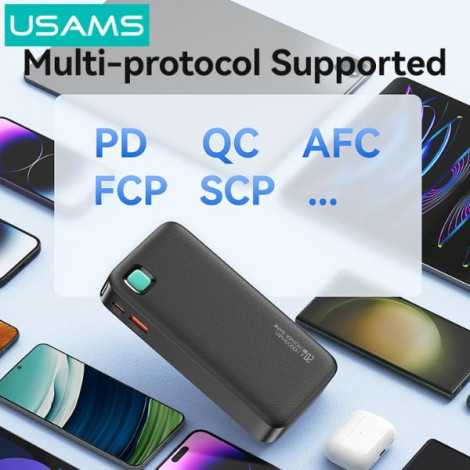 Sạc dự phòng USAMS CD224 20W 10000mAh TypeC Cable XY Series Black (10KCD22401)
