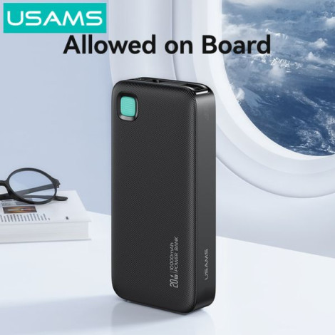 Sạc dự phòng USAMS CD224 20W 10000mAh TypeC Cable XY Series Black (10KCD22401)