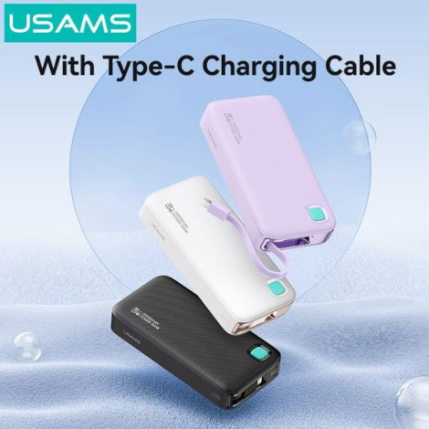 Sạc dự phòng USAMS CD224 20W 10000mAh TypeC Cable XY Series White (10KCD22402)