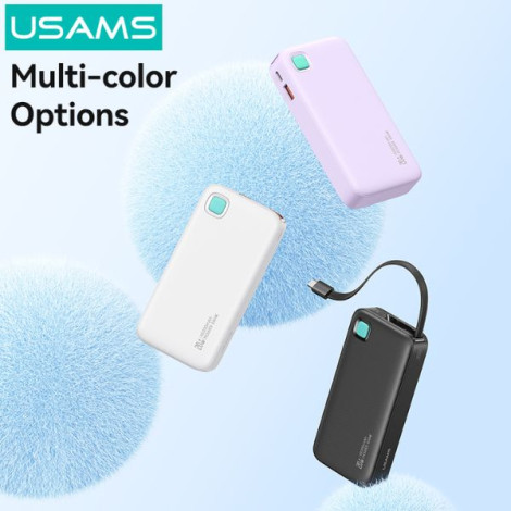 Sạc dự phòng USAMS CD224 20W 10000mAh TypeC Cable XY Series White (10KCD22402)