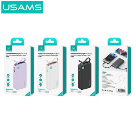 Sạc dự phòng USAMS CD225 20W 10000mAh Lightning Cable XY Series Black (10KCD22501)