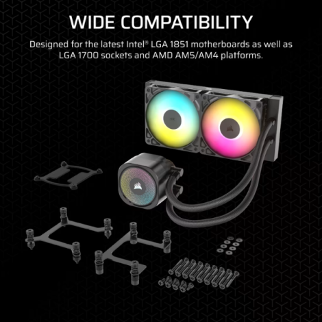 Tản nhiệt nước CPU 2 Fan Corsair NAUTILUS 240 ARGB Black CW-9060092-WW
