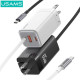 Bộ củ sạc, cáp sạc Type-C USAMS CC273 65W GaN CC273TC02 White