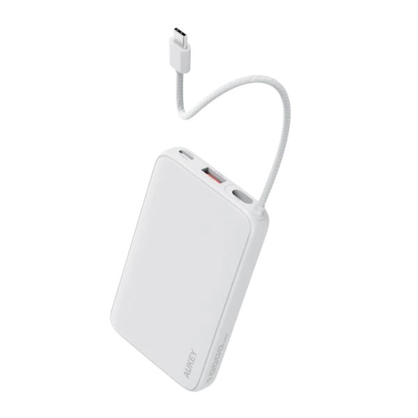 Sạc dự phòng tích hợp cáp sạc type-C Aukey Spark Sling PB-Y53 10000mAh 15W PB-Y53-SIL (PBY53-SIL) - Silver Gray