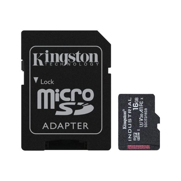 Thẻ nhớ microSDHC Kingston 16GB Industrial C10 A1 pSLC Card + SD Adapter SDCIT2/16GB