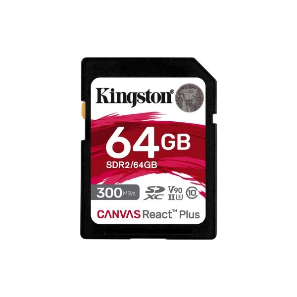 Thẻ nhớ SDHC Kingston 64GB Canvas React Plus UHS-II 300R/260W U3 V90 for Full HD/4K/8K (SDR2/64GB)