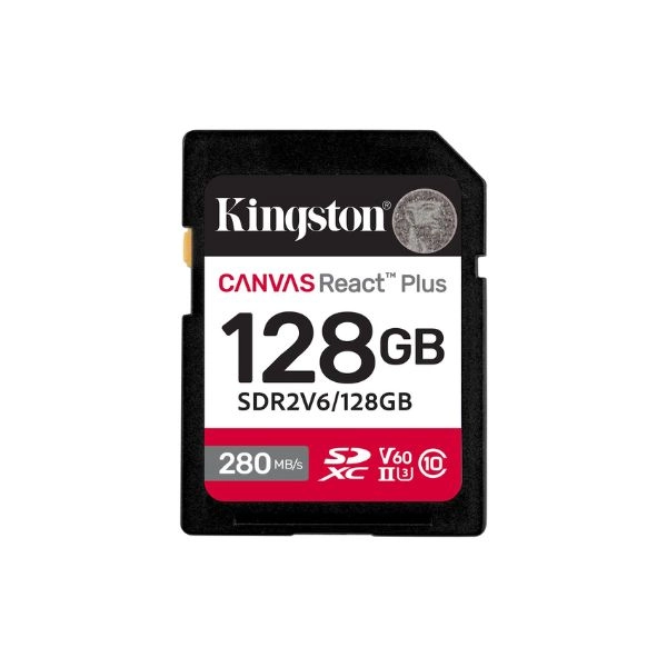 Thẻ nhớ SDXC Kingston 128GB Canvas React Plus UHS-II 280R/100W U3 V60 for Full HD/4K (SDR2V6/128GB)