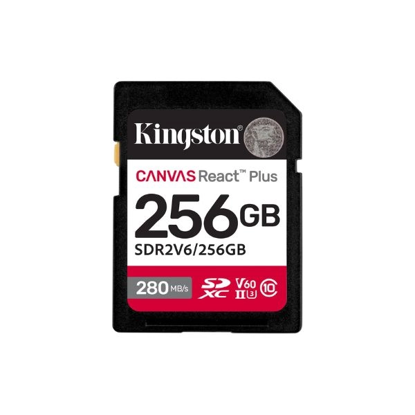 Thẻ nhớ SDXC Kingston 256GB Canvas React Plus UHS-II 280R/100W U3 V60 for Full HD/4K (SDR2V6/256GB)